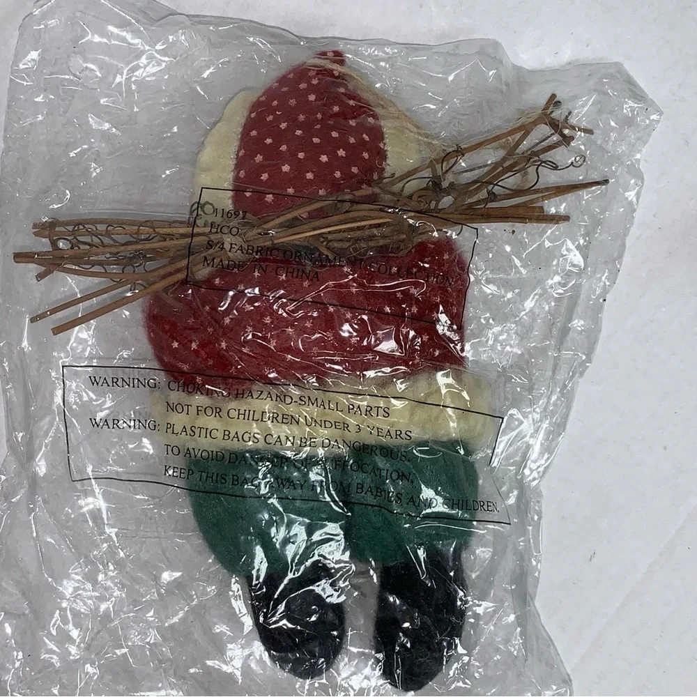 Lot of 5 Country Plush Decorations Ornaments Santa Snowman Reindeer Girl NEW